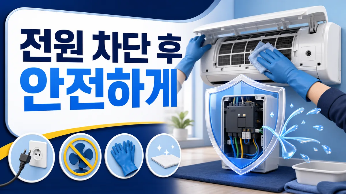 에어컨 전원을 차단하고 전기 부품을 물에서 보호하는 안전 수칙