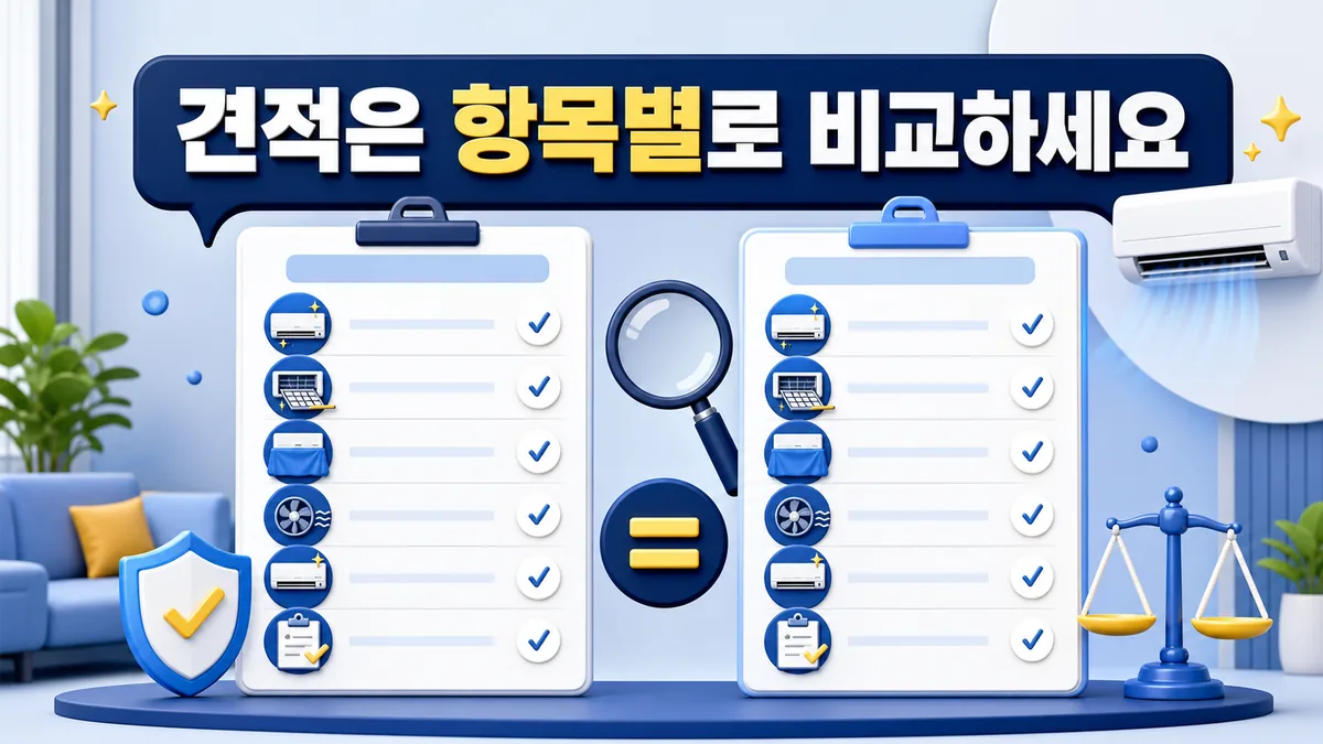 에어컨청소 견적의 분해 범위와 보호 작업 및 사후 점검 항목 비교