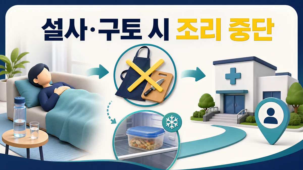 설사와 구토 증상 발생 시 음식 조리를 중단하고 의료기관에 상담