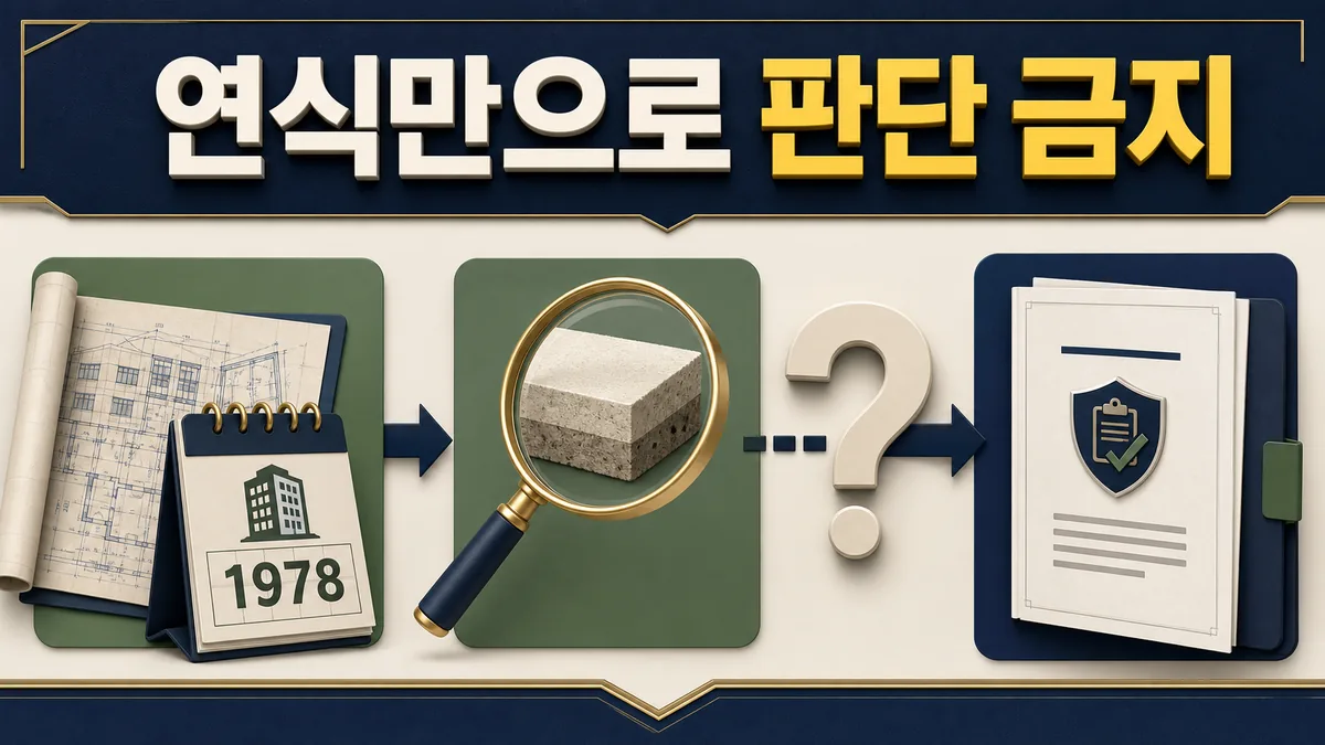 건축연도와 외관만으로 석면 여부를 판단하지 않고 조사결과서를 확인하는 과정