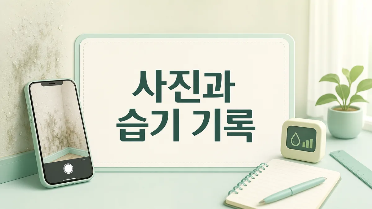 벽지의 습기 범위와 날짜별 변화를 사진과 메모로 기록하는 카드 이미지