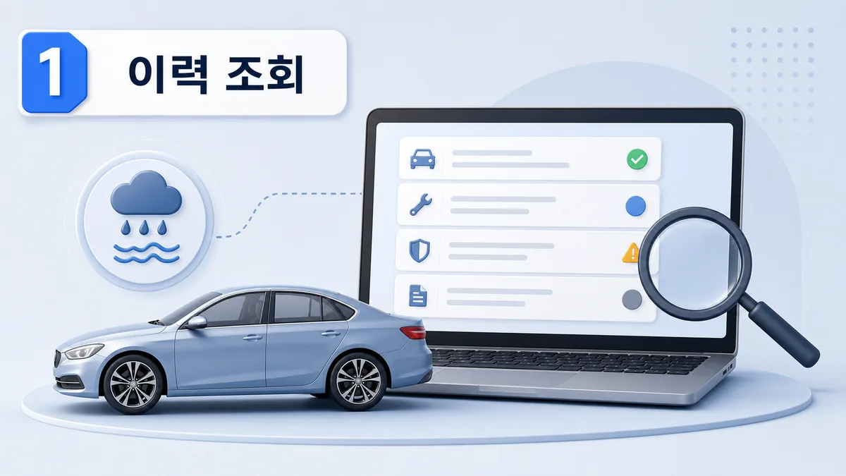 중고차 구매 전 자동차365에서 침수정보와 통합이력을 조회하는 카드