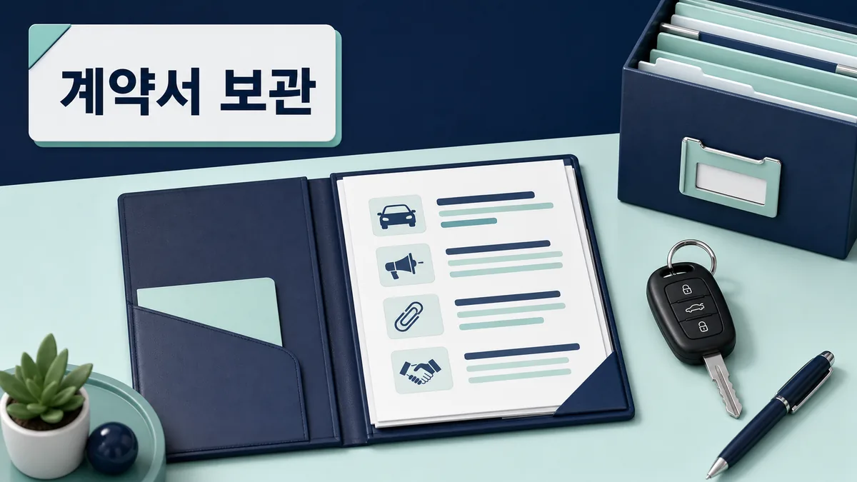 중고차 침수 고지 내용과 첨부자료를 계약서에 기록해 보관하는 카드