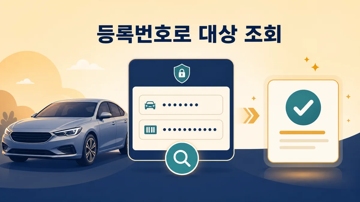 개인정보가 보이지 않는 등록번호와 차대번호 입력칸으로 자동차 리콜 대상을 조회하는 카드형 이미지