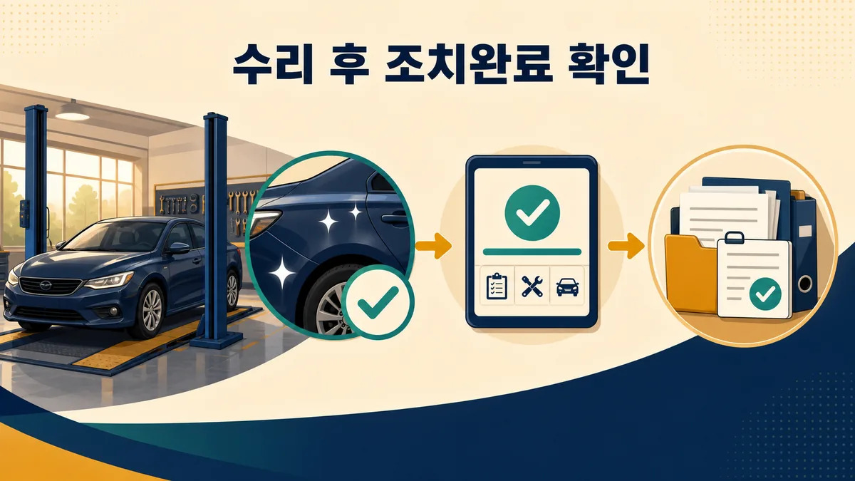 리콜 수리 내역서를 보관하고 자동차리콜센터에서 조치완료 상태를 다시 확인하는 절차 이미지