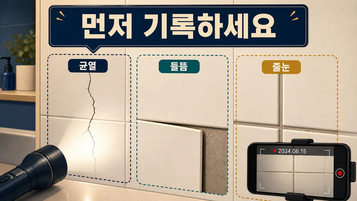 욕실 타일의 균열·들뜸·줄눈 상태를 구분해 날짜와 함께 사진으로 기록하는 방법