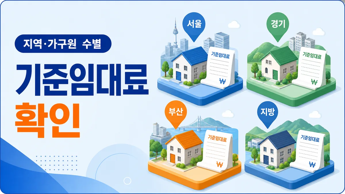 2026 주거급여 기준임대료를 지역과 가구원 수별로 비교하는 카드형 안내 이미지