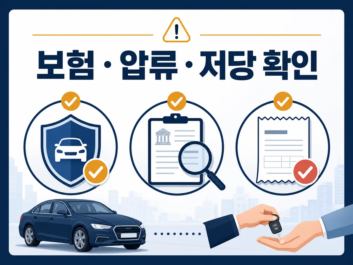 자동차 명의이전 전에 의무보험과 압류·저당, 비용 납부 내역을 확인하는 안전 체크 카드