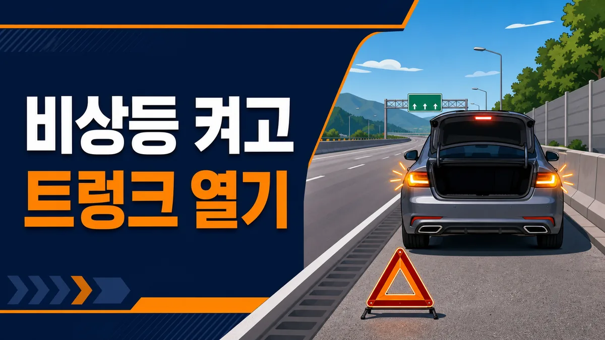 고속도로 갓길에서 비상등을 켜고 트렁크를 연 고장 차량