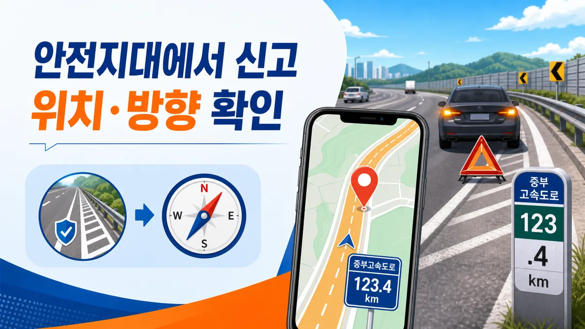 안전지대에서 고속도로 위치와 진행 방향을 확인해 신고하는 방법