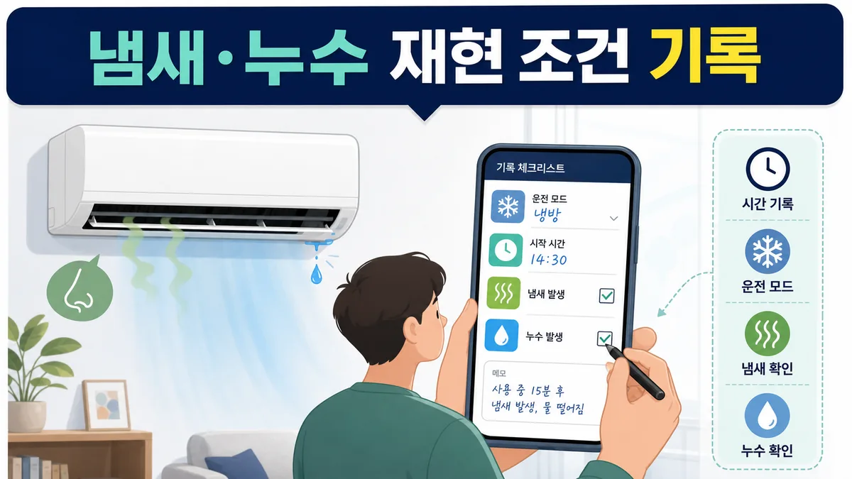 충주시 에어컨청소 후 냄새와 누수가 나타나는 운전 조건을 기록하는 방법