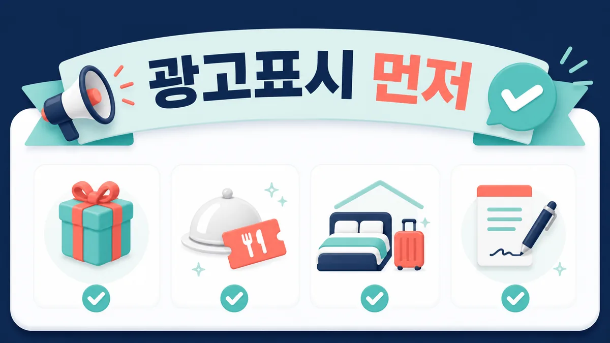 선물·식사·숙박·원고료 제공 사실을 게시물 첫 부분에 광고표시하도록 안내하는 카드