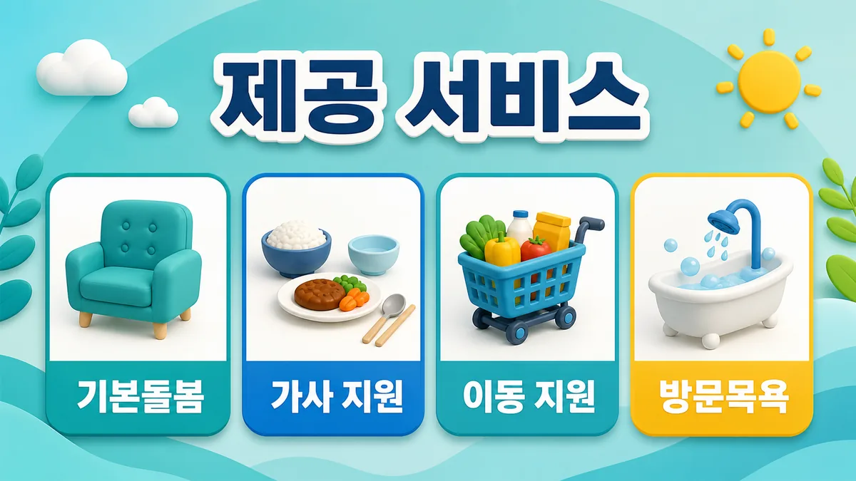 기본돌봄 가사 지원 이동 지원 방문목욕으로 구성된 긴급돌봄 제공 서비스 카드