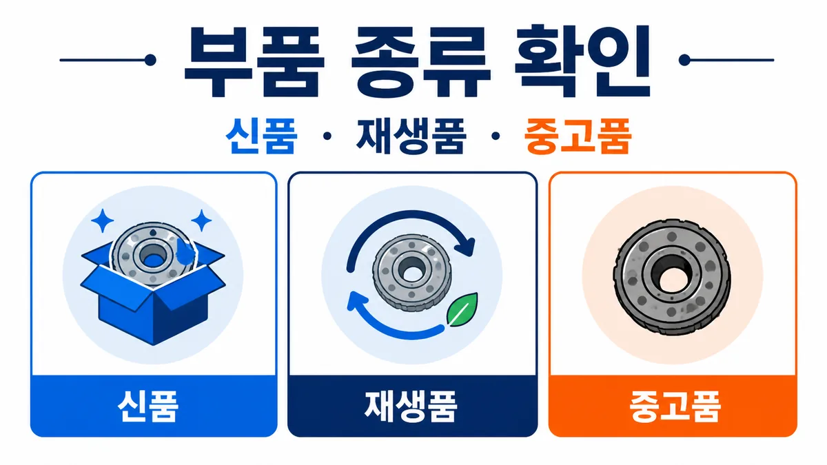 충주시 자동차정비 부품을 신품 재생품 중고품으로 구분해 확인하는 카드