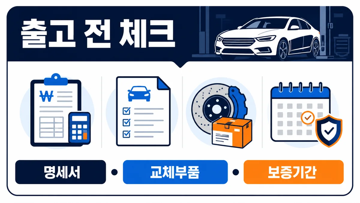 충주시 자동차정비 출고 전 명세서 교체부품 보증기간 확인 카드