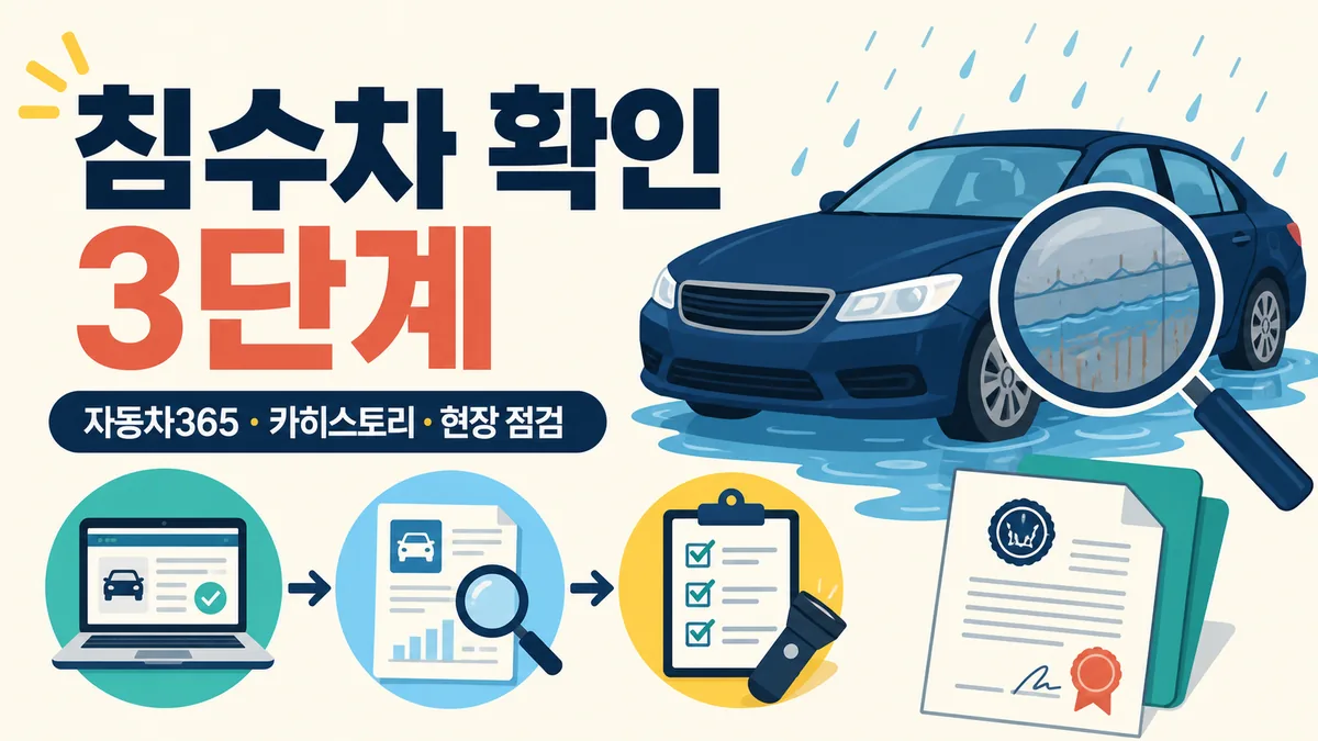 중고차 침수차 확인: 자동차365·카히스토리·현장 점검 3단계