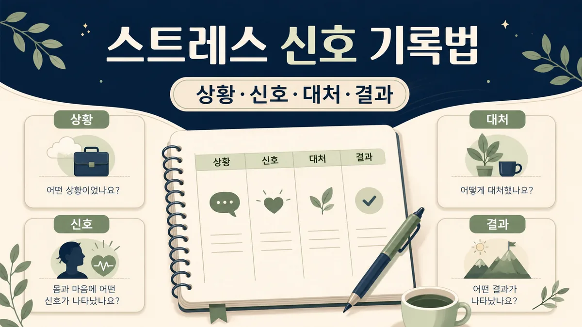 스트레스 신호 4칸 기록법: 상황·신호·대처·결과 3분 정리