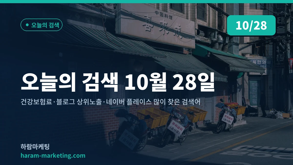 오늘의 검색 10월 28일: 건강보험료·블로그 상위노출·네이버 플레이스 많이 찾은 검색어