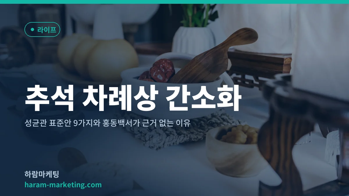 추석 차례상 간소화: 성균관 표준안 9가지와 홍동백서가 근거 없는 이유