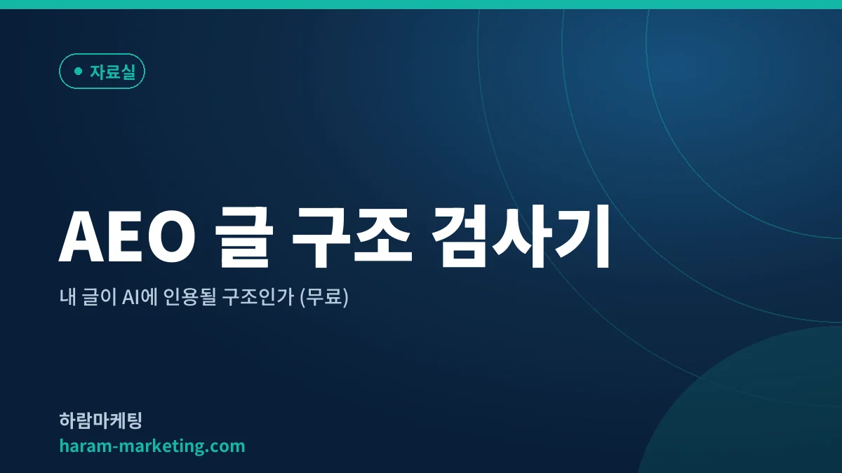 AEO 글 구조 검사기 — 내 글이 AI에 인용될 구조인가 (무료)
