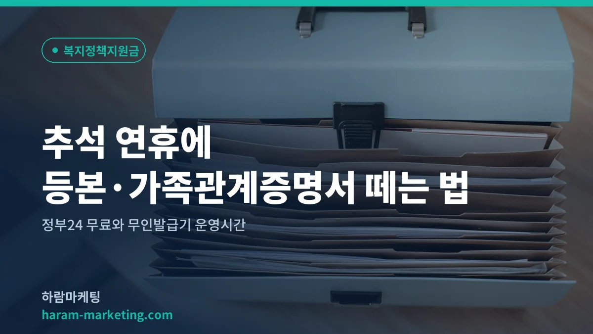 추석 연휴에 등본·가족관계증명서 떼는 법: 정부24 무료와 무인발급기 운영시간